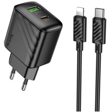 СЗУ Hoco CS25A Rico PD20W+QC3.0 (1USB-A/1C) + кабель Type-C to Lightning