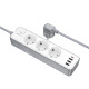 Уценка Удлинитель Borofone BAC9 Power PD20W (3USB-A/1C/3xSocket) (2m)
