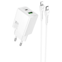 СЗУ Hoco N71 Nuevo PD30W+QC3.0 (1USB-A/1C) + кабель Type-C to Lightning