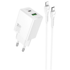 СЗУ Hoco N71 Nuevo PD30W+QC3.0 (1USB-A/1C) + кабель Type-C to Lightning
