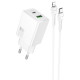 СЗУ Hoco N71 Nuevo PD30W+QC3.0 (1USB-A/1C) + кабель Type-C to Lightning