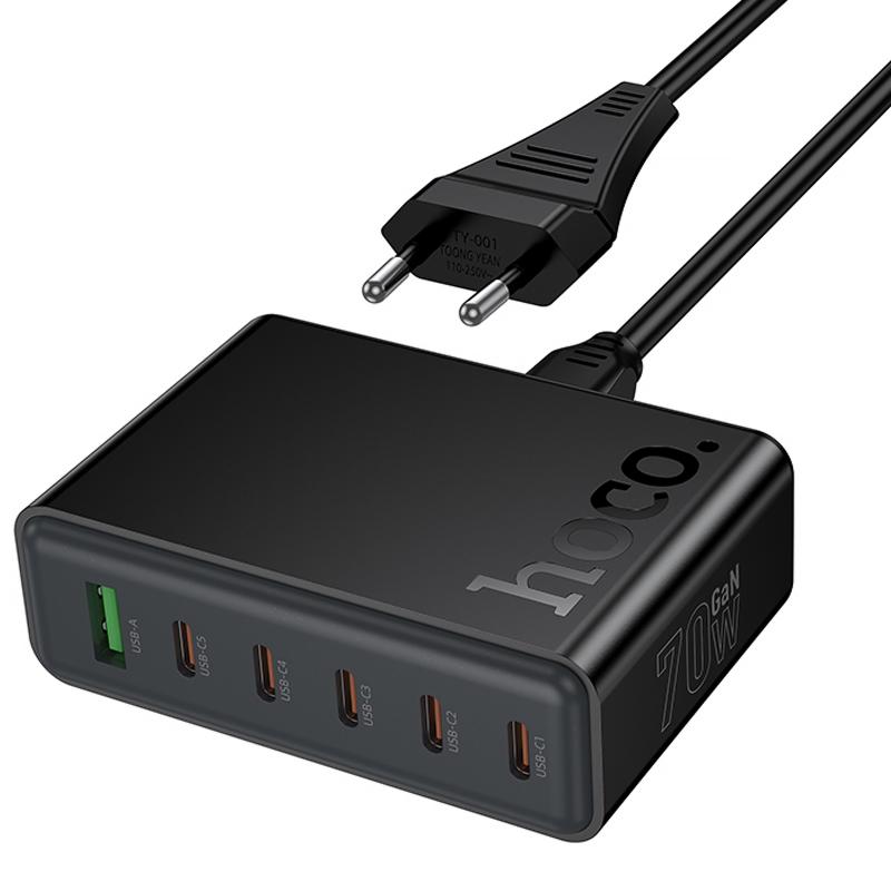 СЗУ Hoco C152A Modern PD70W 6in1 (5USB-C и 1USB-A)