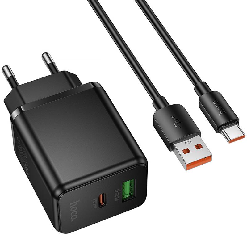 СЗУ Hoco C157A Smart PD30W+QC3.0 (1USB-A/1C) + кабель USB to Type-C