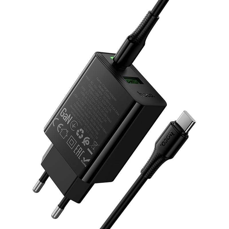 СЗУ Hoco CS95A Leader PD30W+QC3.0 (1USB-A/1C) + кабель Type-C to Type-C