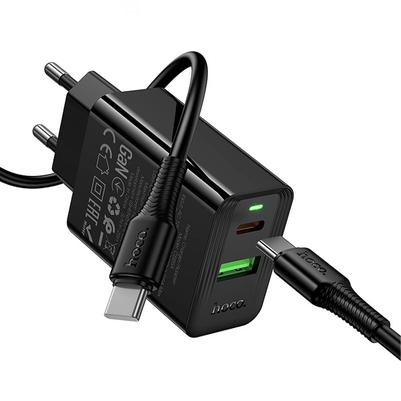 СЗУ Hoco CS95A Leader PD30W+QC3.0 (1USB-A/1C) + кабель Type-C to Type-C