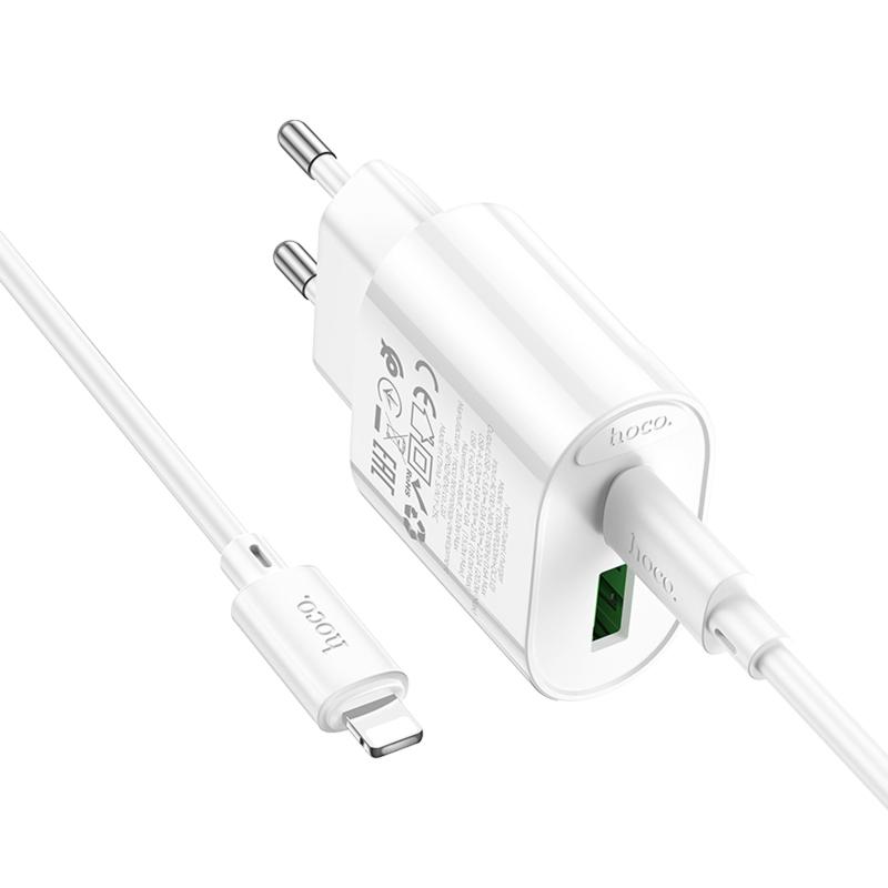 СЗУ Hoco C109A Fighter PD20W (1USB-C) + кабель Type-C to Lightning