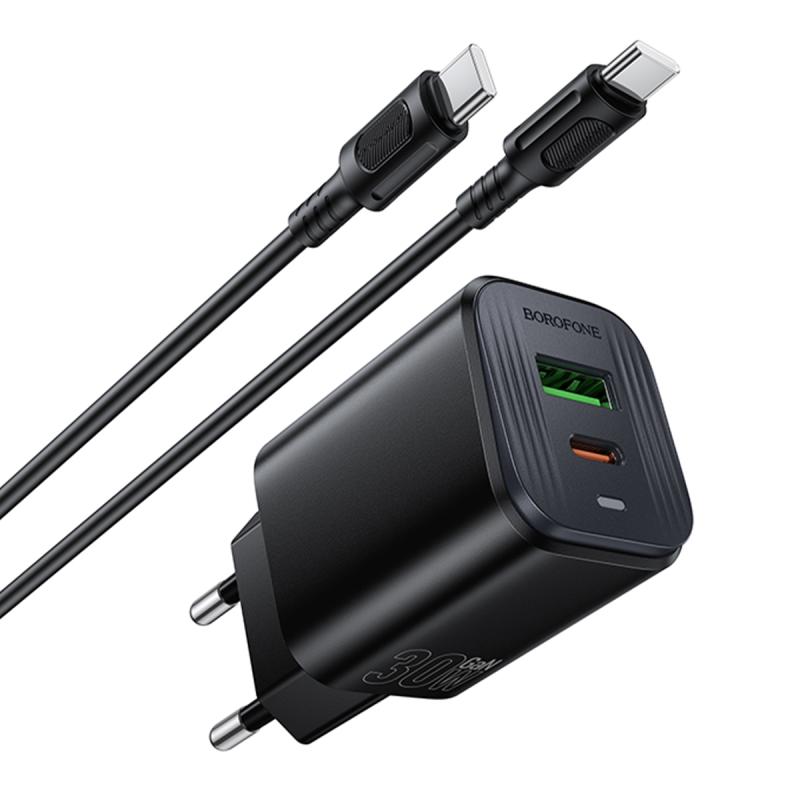 СЗУ Borofone BAS85A Star PD30W+QC3.0 (1USB-A/1C) + кабель Type-C to Type-C