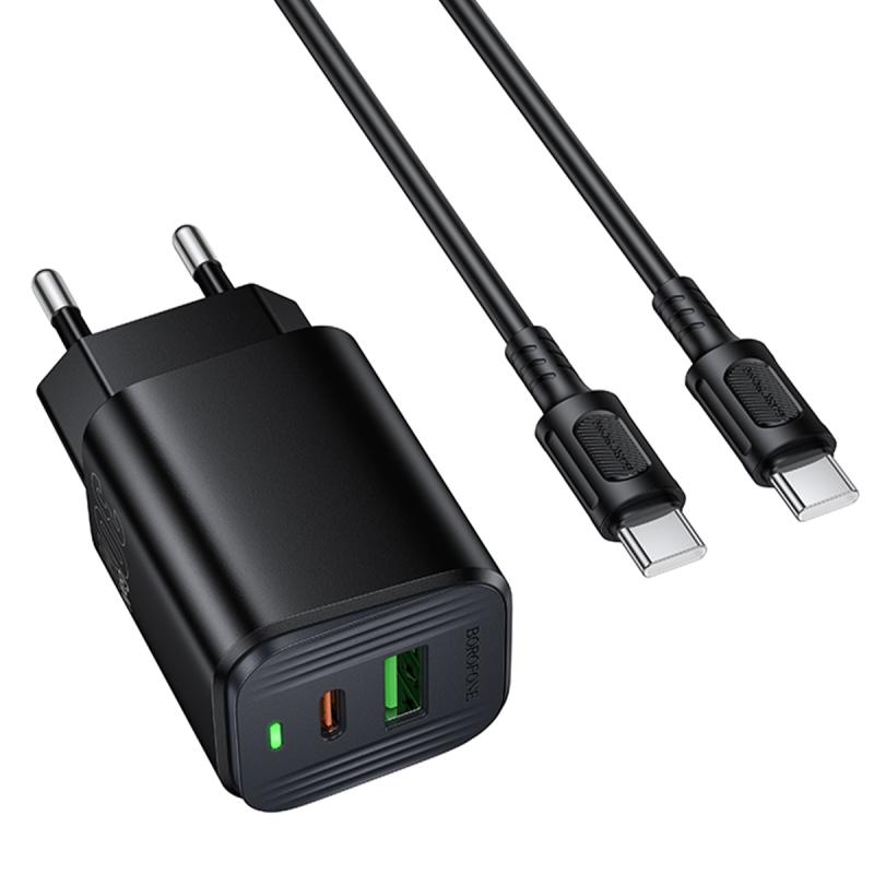 СЗУ Borofone BAS85A Star PD30W+QC3.0 (1USB-A/1C) + кабель Type-C to Type-C