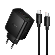 СЗУ Hoco N75 Grande 65W QC+PD (1USB-A/2C) + кабель Type-C to Type-C