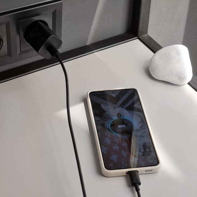 МЗП Baseus Super Silicone PD Charger 25W (1Type-C) + Cable Type-C to Type-C 3A (1m) white