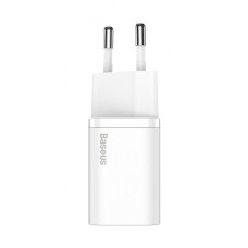 МЗП Baseus Super Silicone PD Charger 25W (1Type-C) + Cable Type-C to Type-C 3A (1m) white