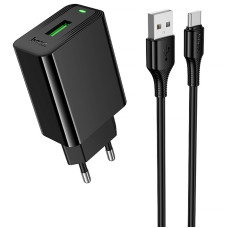 Уценка СЗУ Hoco CS92A Leader 18W+QC3.0 (1USB-A) + кабель USB to Type-C