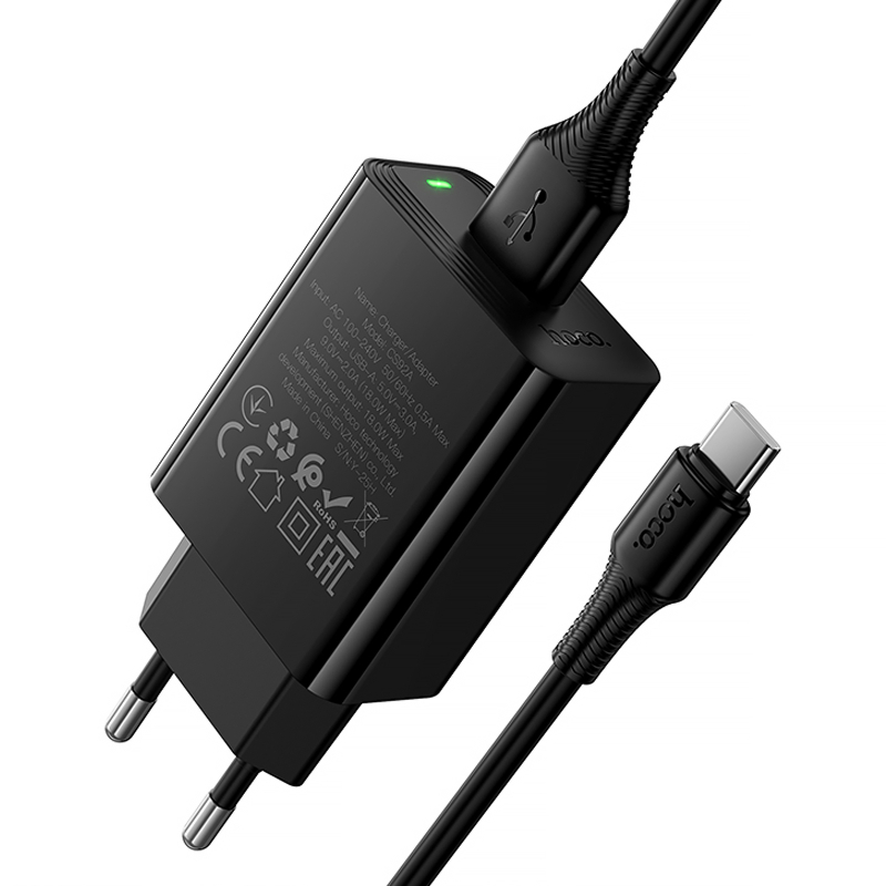 Уценка СЗУ Hoco CS92A Leader 18W+QC3.0 (1USB-A) + кабель USB to Type-C