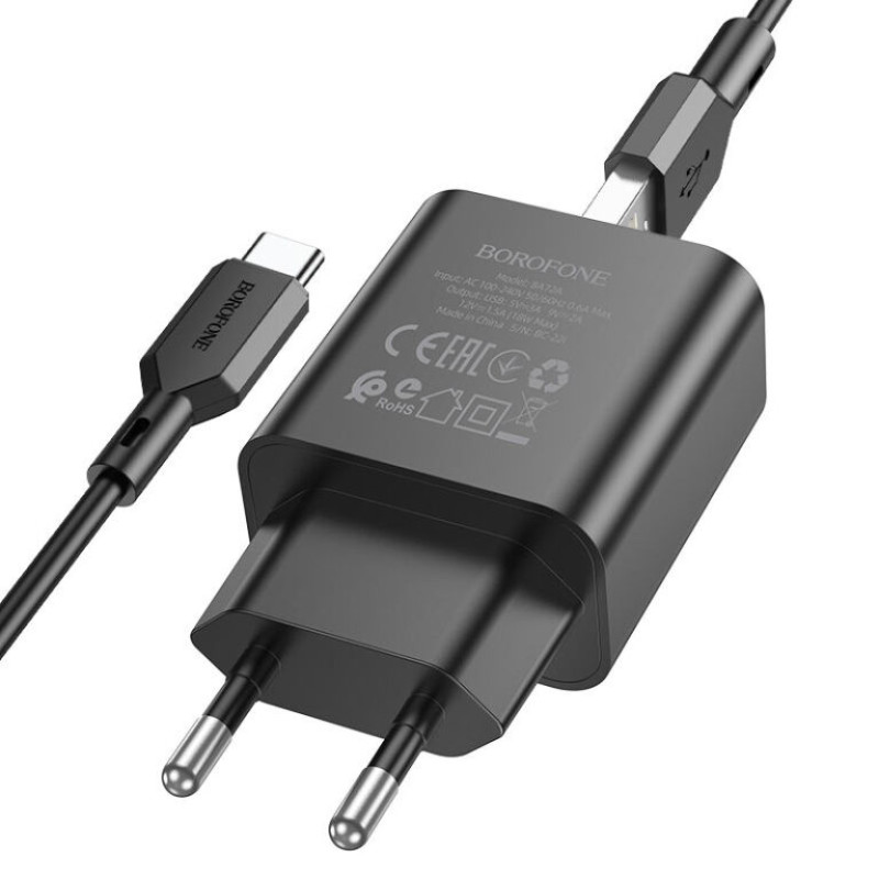 СЗУ Borofone BA72A Spring QC3.0 USB to Type-C