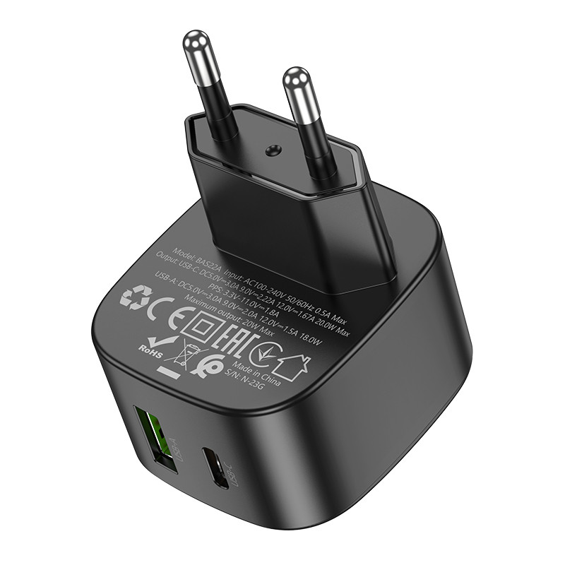 СЗУ Borofone BAS22A Fortune PD20W+QC3.0 (1USB-A/1C)