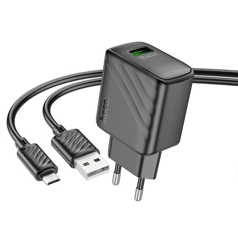 СЗУ Hoco CS21A Rich QC3.0 18W (1USB-A) + кабель USB to MicroUSB