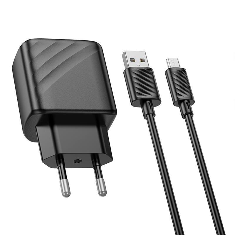 СЗУ Hoco CS21A Rich QC3.0 18W (1USB-A) + кабель USB to MicroUSB