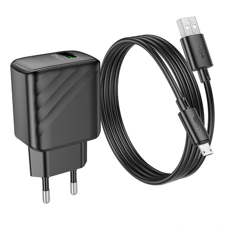 СЗУ Hoco CS21A Rich QC3.0 18W (1USB-A) + кабель USB to MicroUSB