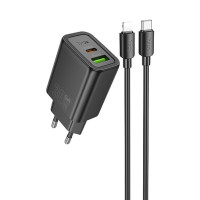 СЗУ Hoco N63 Gentle PD30W+QC3.0 (1USB-A/1C) + кабель Type-C to Lightning