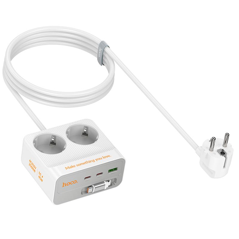 Удлинитель Hoco AC28 Descanso (PD45W/1C/3A/2xSocket) (2m)