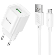 СЗУ Hoco C145A Charm QC3.0 18W (1USB-A) + кабель USB to MicroUSB