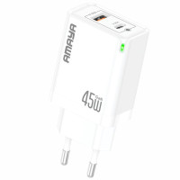 СЗУ Amaya E45D PD45W+QC3.0 GaN (1USB-A/1C)