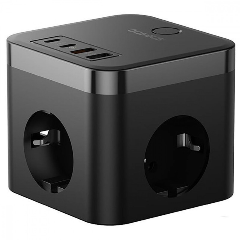 Мережевий фільтр Baseus PowerCombo Cube Power Strip 3xAC+2xUSB+2xType-C 30W (1.5m) black