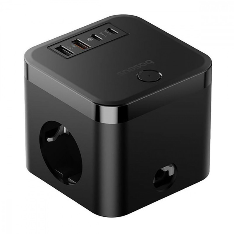 Мережевий фільтр Baseus PowerCombo Cube Power Strip 3xAC+2xUSB+2xType-C 30W (1.5m) black