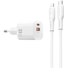 СЗУ WIWU G018 Cube PD33W+QC3.0 GaN (1USB-A/1C) + кабель Type-C to Lightning