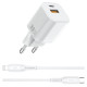 СЗУ WIWU G018 Cube PD33W+QC3.0 GaN (1USB-A/1C) + кабель Type-C to Lightning