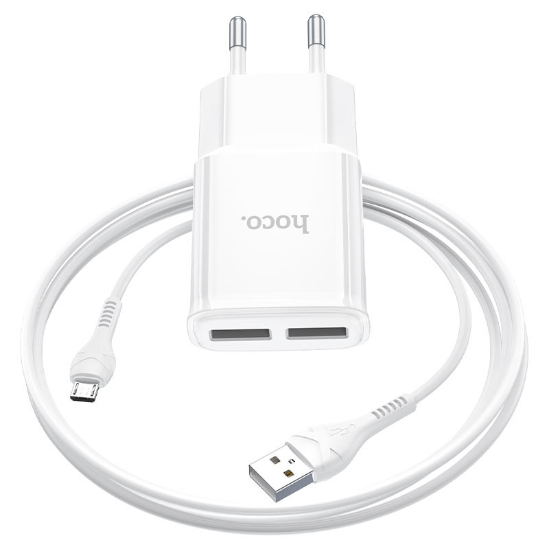 СЗУ Hoco C88A Star round 2.4A (2USB-A) + кабель USB to MicroUSB