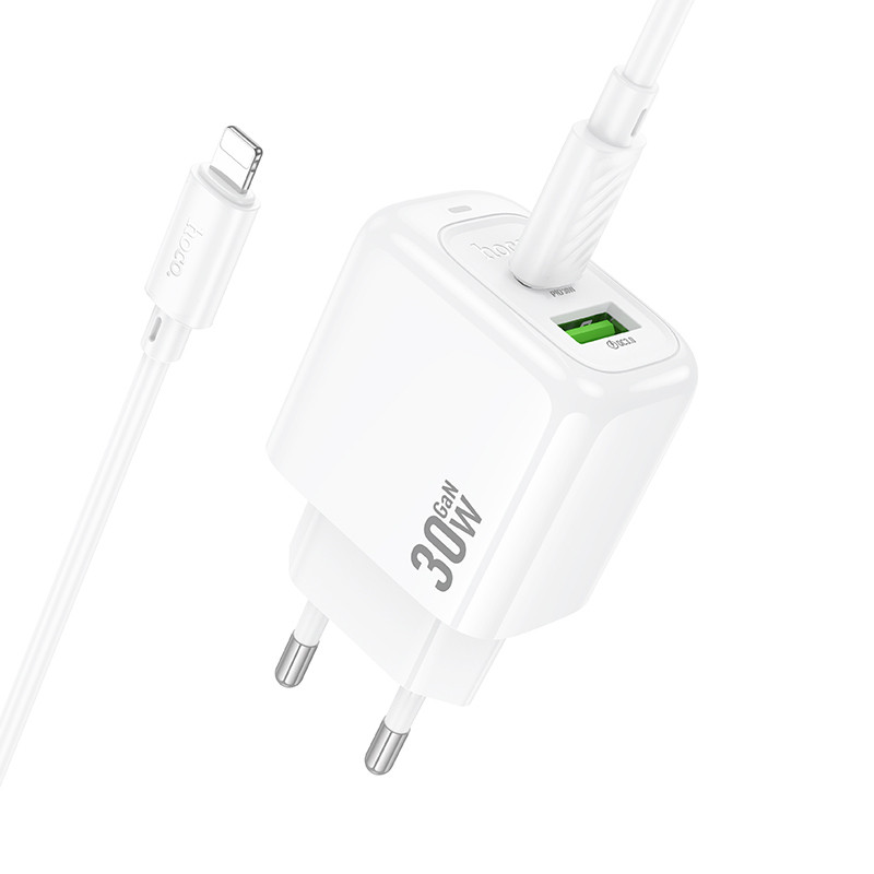 СЗУ Hoco CS55A Surplus PD30W+QC3.0 (1USB-A/1C) + кабель Type-C to Lightning