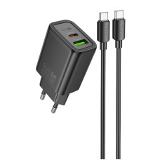 СЗУ Hoco N63 Gentle PD30W+QC3.0 (1USB-A/1C) + кабель Type-C to Type-C