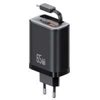 СЗУ Usams US-CC299 GaN With Retractable Type-C Cable Xiang Ser. 65W (1USB-A/1C)