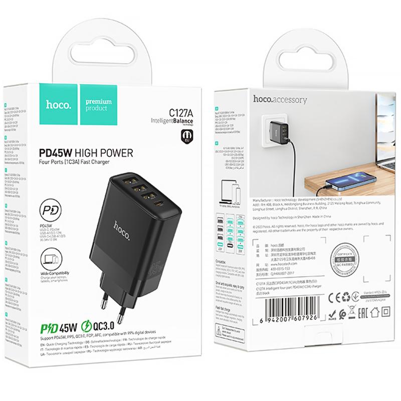СЗУ Hoco C127A Intelligent PD45W (3USB-A/1C)