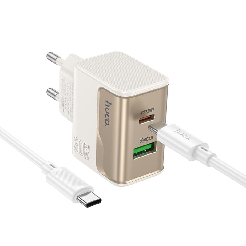 СЗУ Hoco CS73A Star Speed PD30W+QC3.0 (1USB-A/1C) + кабель Type-C to Type-C