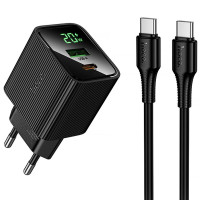СЗУ Hoco CS83A Excellent with digital display PD20W+QC3.0 (1USB-A/1C) + кабель Type-C to Type-C