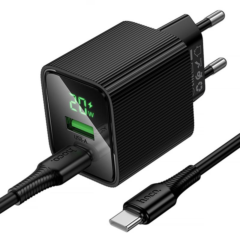 СЗУ Hoco CS83A Excellent with digital display PD20W+QC3.0 (1USB-A/1C) + кабель Type-C to Type-C