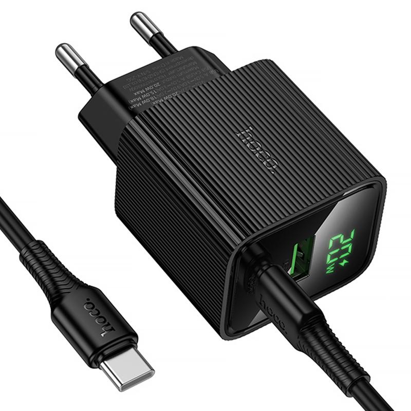 СЗУ Hoco CS83A Excellent with digital display PD20W+QC3.0 (1USB-A/1C) + кабель Type-C to Type-C