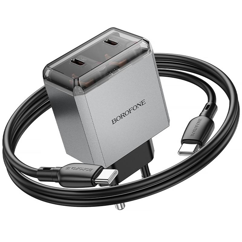СЗУ Borofone BN21 Lena PD40W+QC3.0 (2USB-C) + кабель Type-C to Type-C