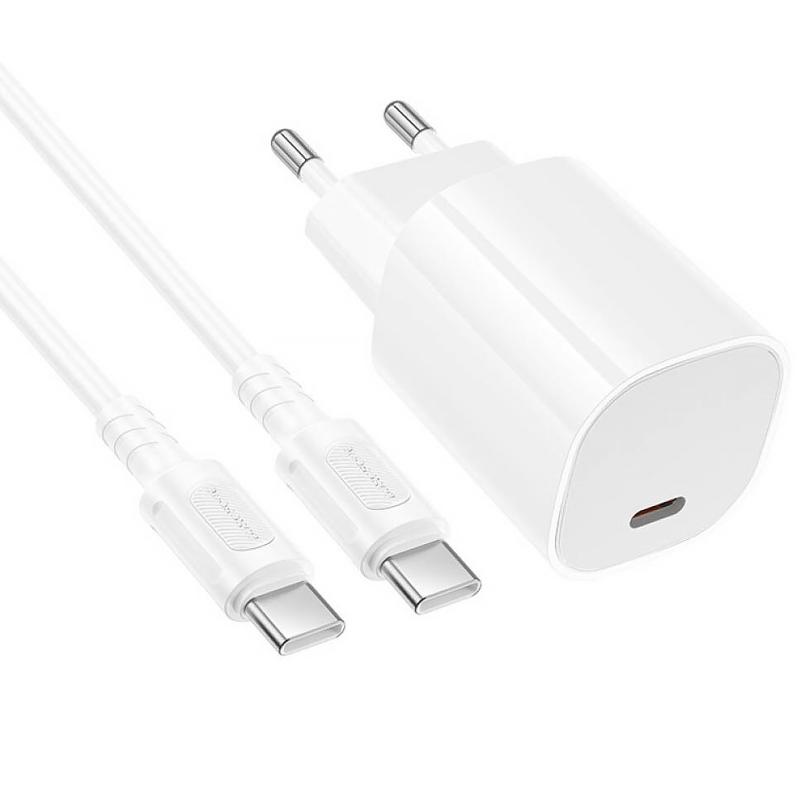 СЗУ Borofone BA103A Pudding PD20W (1USB-C) + кабель Type-C to Type-C