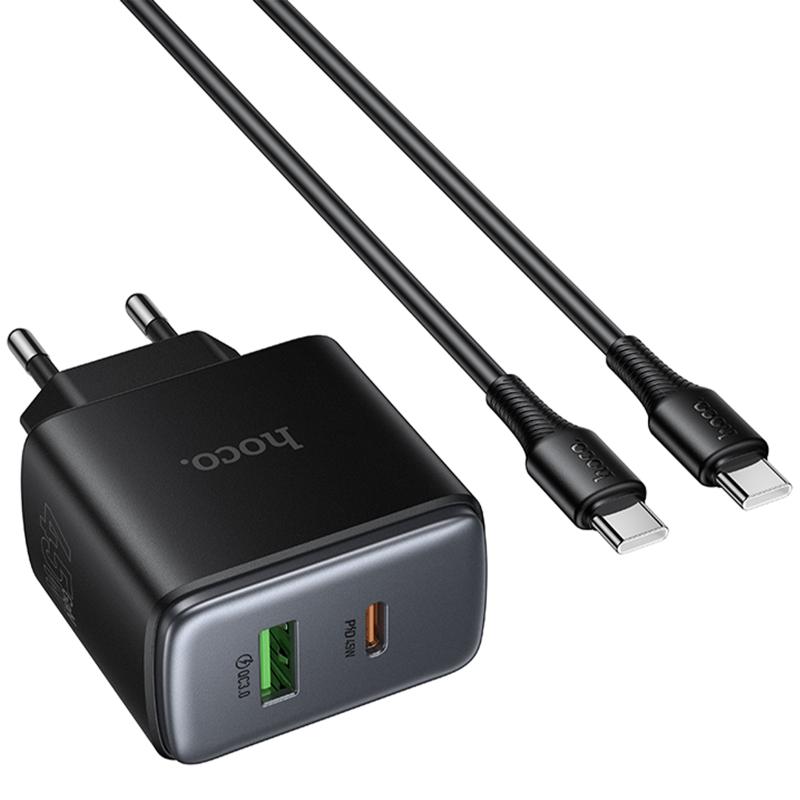 СЗУ Hoco C158A Upgrade PD45W (1USB-A/1C) + кабель Type-C to Type-C
