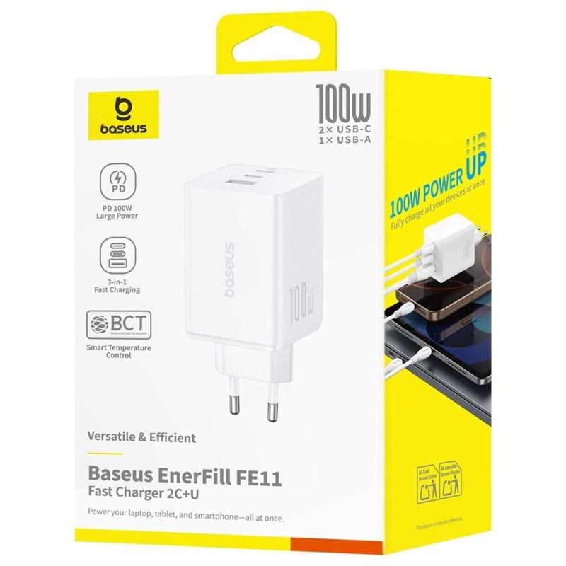 СЗУ Baseus EnerFill FE11 Fast Charger 100W (1USB-A/2C) (P101821)